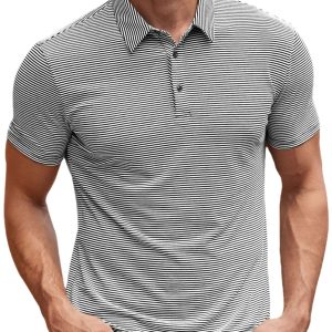 Contrast Color Striped Short Sleeve Men's Summer Loose Lapels - Image 5