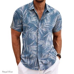 Men's Linen Short-sleeved T-shirt Loose - Image 3