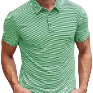 Contrast Color Striped Short Sleeve Men's Summer Loose Lapels - Image 4