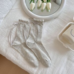 Thin Mesh Breathable Bunching Socks Children Cute Girl Bow Cotton - Image 5