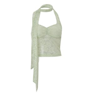Lace Lightweight Breathable Hot Girl Backless Halter Vest Top - Image 5