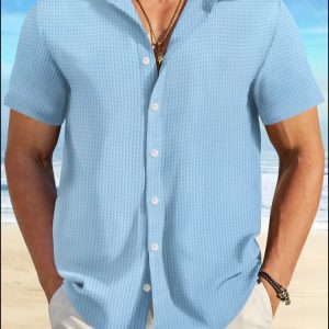 Plaid Colorblock Business Slim Fit Casual Shirt Short Sleeve Shirt - Image 4
