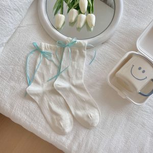 Thin Mesh Breathable Bunching Socks Children Cute Girl Bow Cotton - Image 8