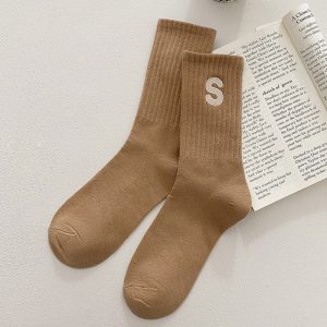 Women's Embroidered S-letter Cotton Sweat-absorbent Autumn And Winter Socks - Image 9