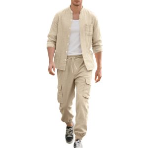 Long Sleeve Trousers Cardigan Casual Loose Beach Suit - Image 4