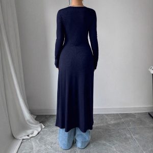 European And American Solid Color Long Button Cardigan Slim Fit Slimming Top Women - Image 5