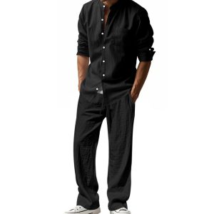 Loose Long-sleeved Trousers Shirt Outfit Men - Image 10