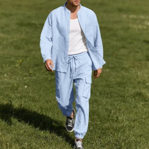 Long Sleeve Trousers Cardigan Casual Loose Beach Suit - Image 8