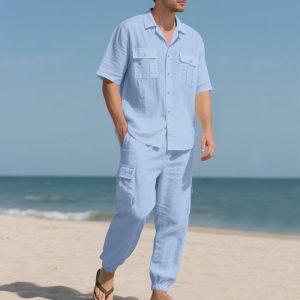 Workwear Casual Shirt Short Sleeve Trousers Suit - Image 7
