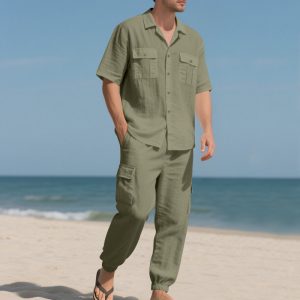 Workwear Casual Shirt Short Sleeve Trousers Suit - Image 10