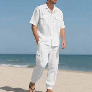 Workwear Casual Shirt Short Sleeve Trousers Suit - Image 4