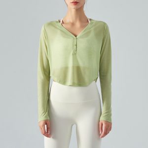 Loose V-neck Yoga Blouse Long Sleeve T-shirt Casual Draping Effect - Image 1