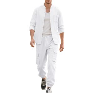 Long Sleeve Trousers Cardigan Casual Loose Beach Suit - Image 3