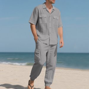 Workwear Casual Shirt Short Sleeve Trousers Suit - Image 8