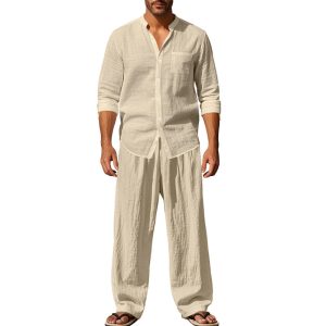 Loose Long-sleeved Trousers Shirt Outfit Men - Image 5