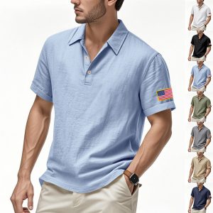 American Summer Linen Short Sleeve Men Clothing - Image 10