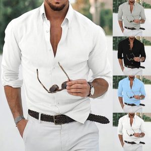 Men's Short Lapels Shirt Top Home Handsome - Image 5