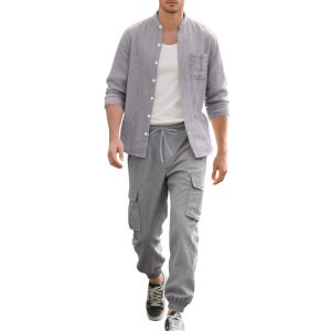 Long Sleeve Trousers Cardigan Casual Loose Beach Suit - Image 7