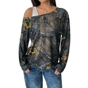 Women's Fake Two-piece Shoulder T-shirt - Image 6