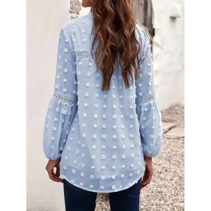 Womens Business Casual Tops Long Sleeve V Neck Dressy Office Work Fall Shirt Blouse - Image 7