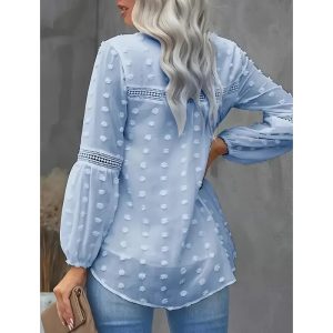 Womens Business Casual Tops Long Sleeve V Neck Dressy Office Work Fall Shirt Blouse - Image 8