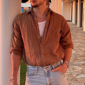 Men's Solid Color European And American Shirt - Image 3