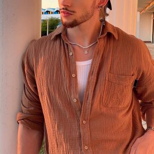 Men's Solid Color European And American Shirt - Image 4
