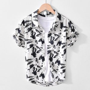 Personalized Printed Black And White Short-sleeved Shirt - Image 5