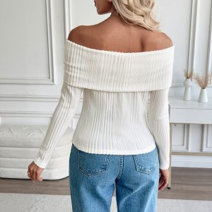 Women's French-style Off-shoulder Long-sleeved Sweater - Image 5