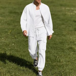 Long Sleeve Trousers Cardigan Casual Loose Beach Suit - Image 6