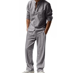 Loose Long-sleeved Trousers Shirt Outfit Men - Image 4