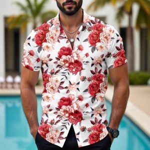 Hawaiian Tropical Floral 3d Printed Casual Men's Short Sleeve Shirt - Image 3