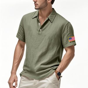 American Summer Linen Short Sleeve Men Clothing - Image 3