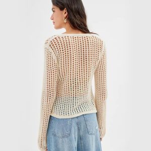 Sexy Knitted Hollow Beach Bikini Swimsuit Outwear Sun Protection Shirt - Image 4