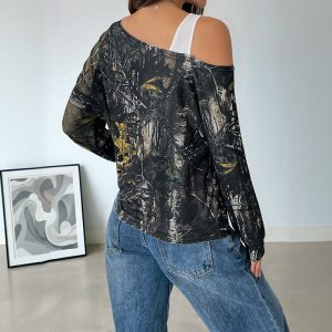 Women's Fake Two-piece Shoulder T-shirt - Image 4