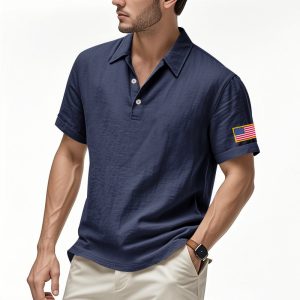 American Summer Linen Short Sleeve Men Clothing - Image 8