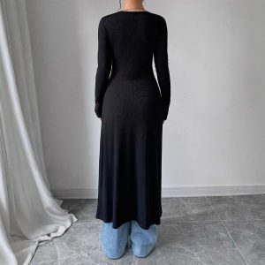 European And American Solid Color Long Button Cardigan Slim Fit Slimming Top Women - Image 3