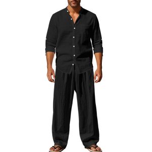 Loose Long-sleeved Trousers Shirt Outfit Men - Image 7