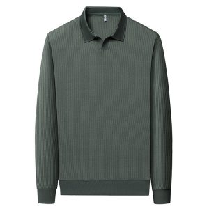 New Men's Vertical Stripes Solid Color T-shirt Bottoming Shirt - Image 3