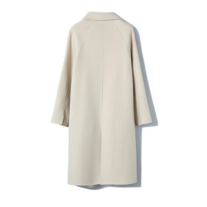 Long Below-the-Knee Double-Breasted Wool Coat In Korean Style - Image 5