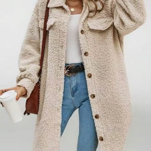 Women's Teddy Bear Plush Mid-Length Hooded Faux Fur Coat - Image 6