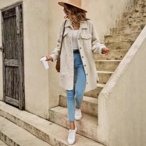 Women's Teddy Bear Plush Mid-Length Hooded Faux Fur Coat - Image 5